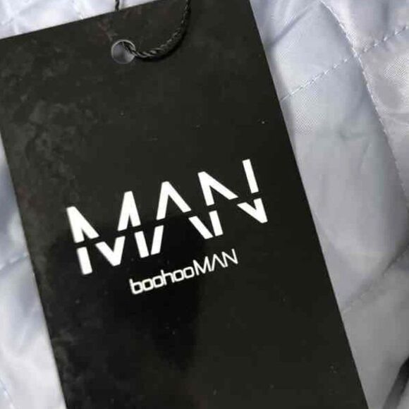 BoohooMAN Blue & White Varsity Bomber Jacket 2XL NWT - Picture 4 of 7